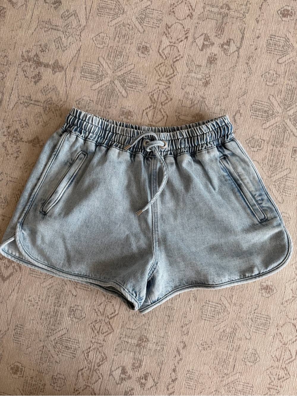 Sezane Light Blue Denim Drawstring Shorts